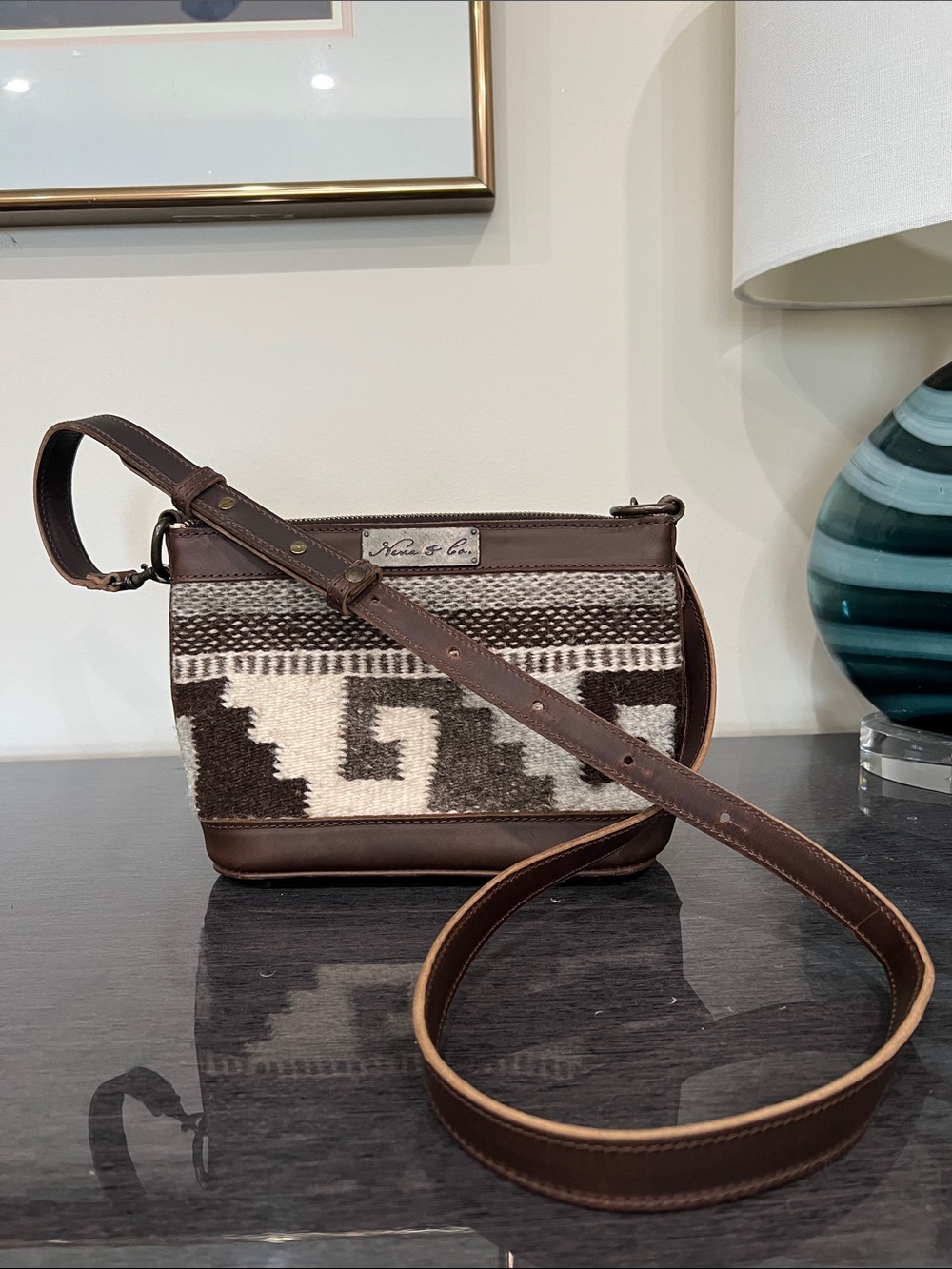 Nena & Co Leather & Wool  Southwestern Pattern Crossbody - Picture 2 of 16